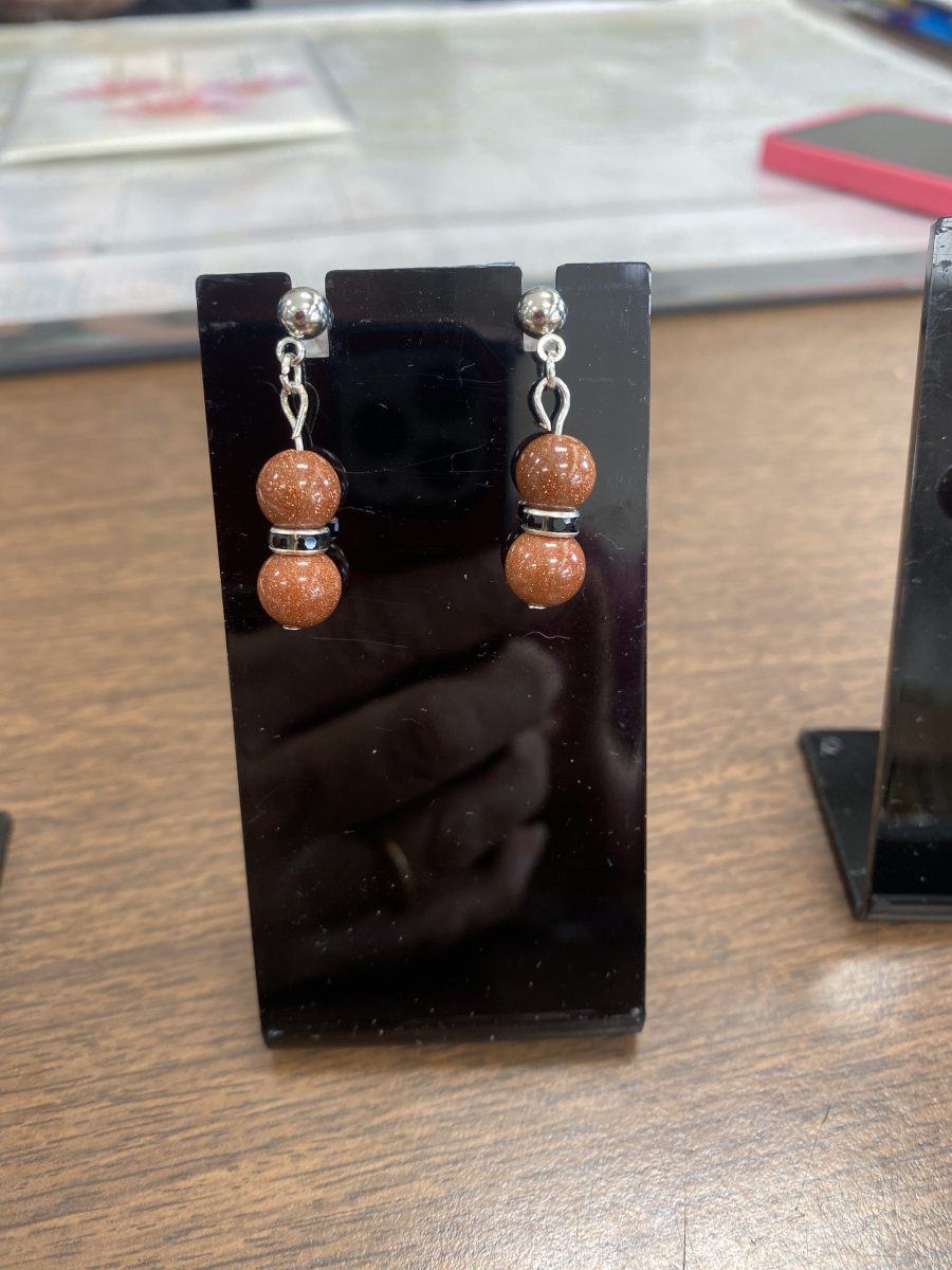 Goldstone post earrings